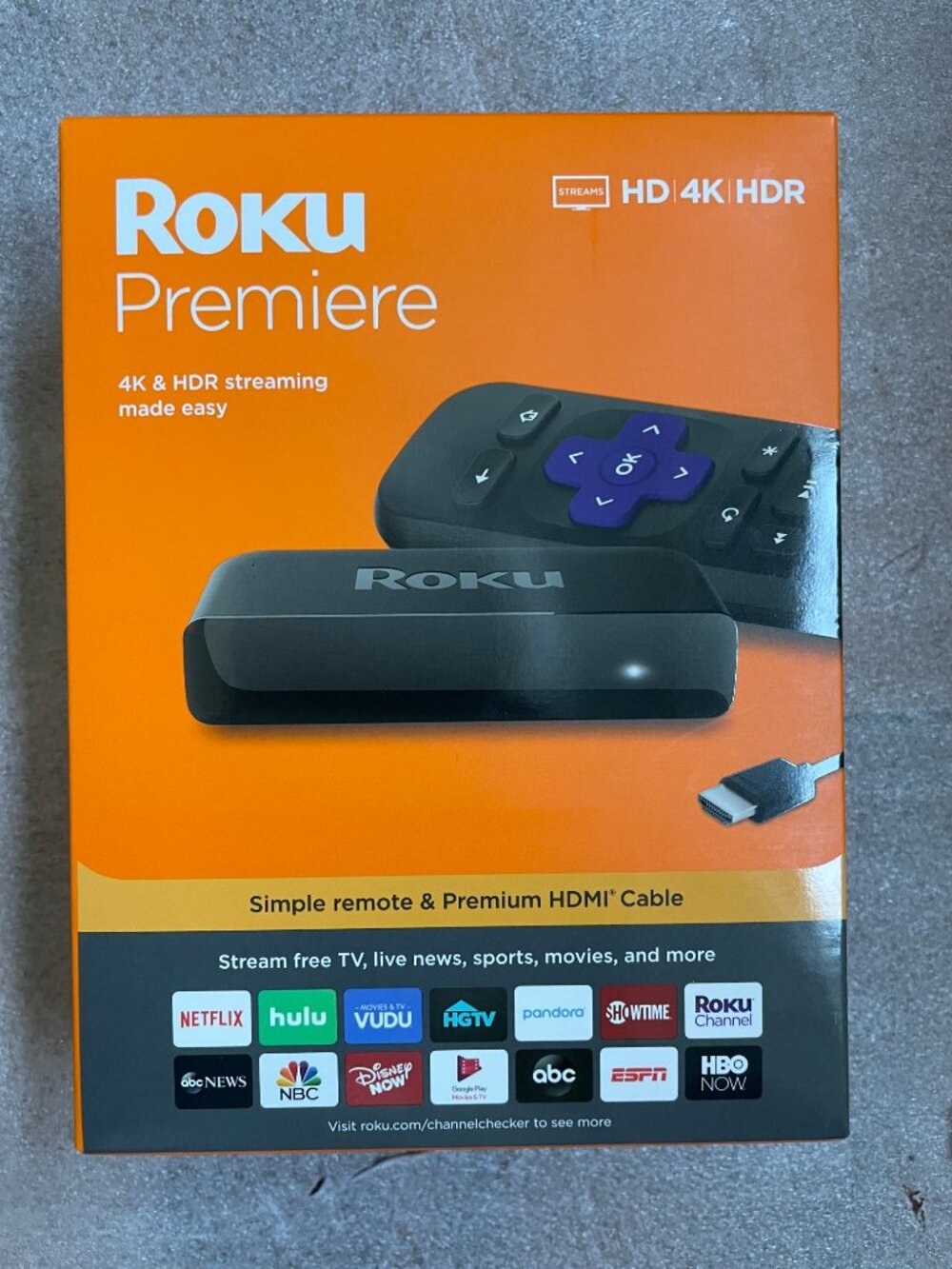 Roku Premiere-HD/4K/HDR  Streaming Device- SKU# 3920RW High Speed 2021